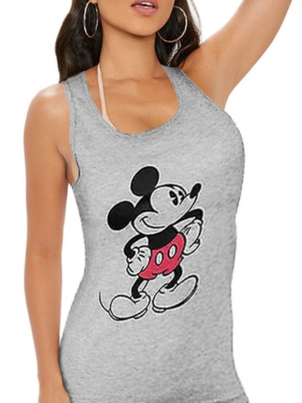 Disney Women's The Original Mickey Mouse Grey Tank with Black Trim ~ Size XL